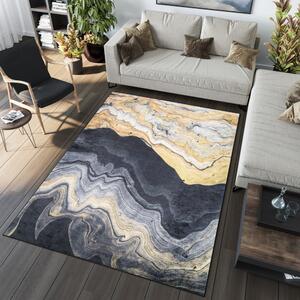 Crni dizajnerski tepih s apstraktnim uzorkom Širina: 80 cm | Duljina: 150 cm