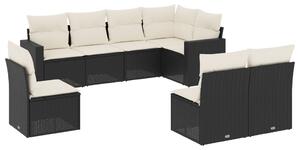 VidaXL 8-dijelni set vrtnih sofa od poliratana s jastucima crni