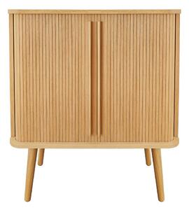 Visoka komoda u dekoru hrasta s kliznim vratima u prirodnoj boji 83x95 cm Rove – Woodman