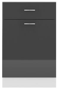 Donji ormarić s ladicom sjajni sivi 50x46x81,5 cm od iverice