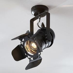 Lindby stropni reflektor Tilen, 1-plamen, crni, metal, 38cm