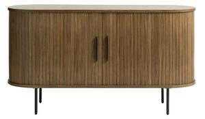 Smeđa niska komoda u dekoru hrasta s kliznim vratima 140x76 cm Nola – Unique Furniture