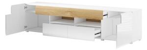 TV stol Austin F101Sjajno bijela, Bijela, Hrast San Remo, 159x48x40cm