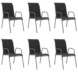 VidaXL Složive vrtne stolice 6 kom čelik i tekstilen crne