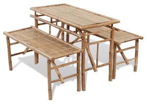 VidaXL Pivski stol s 2 klupe 100 cm bambus