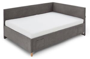 Antracitno sivi podstavljeni kutni dječji krevet s prostorom za odlaganje s podnicom 140x200 cm Cool – Meise Möbel