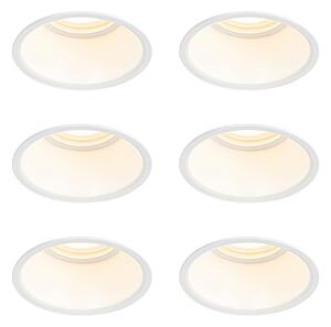 Set od 6 ugradbenih reflektora bijeli GU10 50 mm IP44 - Dept