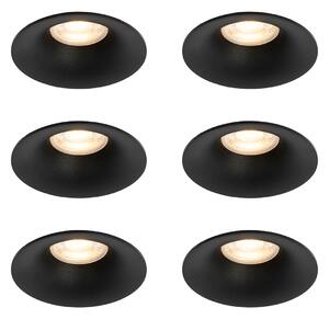 Set od 6 crnih ugradbenih reflektora GU10 50 mm - Gijs