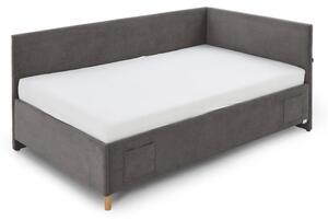 Antracitno sivi podstavljeni kutni dječji krevet s prostorom za odlaganje s podnicom 90x200 cm Cool – Meise Möbel