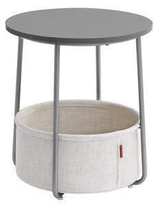 Stolić za kavu, mali okrugli stol s košarom od tkanine, sivo-bijeli | VASAGLE