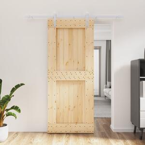 VidaXL Klizna vrata s priborom za montažu 85 x 210 cm masivna borovina