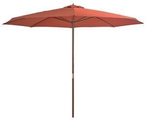 Vrtni suncobran s drvenom šipkom 350 cm boja cigle - Smeđa / N/A