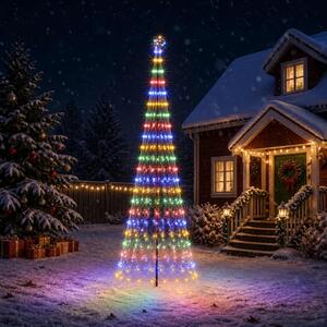 LED božićno drvce 400 cm 450 LED lampica Višebojno Željezo Crna - Šareni 400 cm
