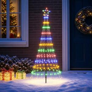 LED božićno drvce 180 cm 230 LED lampica Višebojno Željezo Crna - Šareni 180 cm