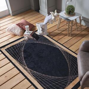 Moderan tepih s resicama i zlatnim motivom Širina: 80 cm | Duljina: 300 cm