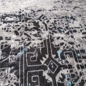 Višebojni tepih sa srebrnim i plavim motivom Širina: 80 cm | Duljina: 300 cm
