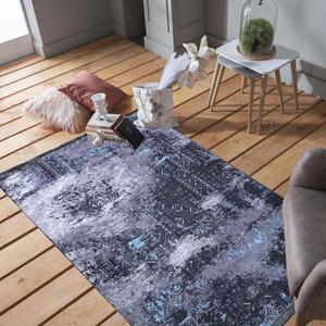 Višebojni tepih sa srebrnim i plavim motivom Širina: 80 cm | Duljina: 300 cm