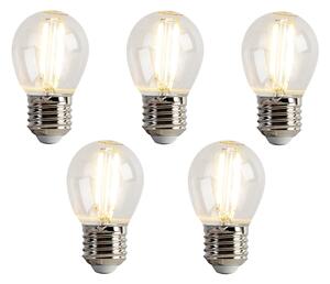 Set od 5 LED žarulja E27 P45 prozirne 2W 200lm 2700K