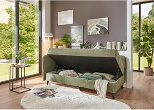 Zeleni tapecirani krevet s prostorom za pohranu 90x200 cm Kiruna – Meise Möbel