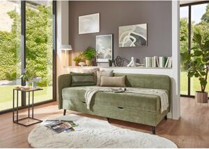 Zeleni tapecirani krevet s prostorom za pohranu 90x200 cm Kiruna – Meise Möbel