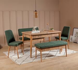 Zondo Blagovaonski stol na razvlačenje sa 2 stolice i 2 klupe Vlasta (bor antlantic + zelena). 1072184