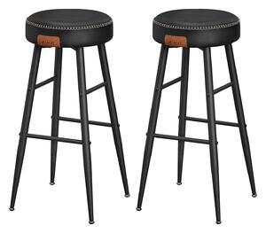Eko barske stolice, set od 2 visoke kuhinjske stolice, crne | VASAGLE