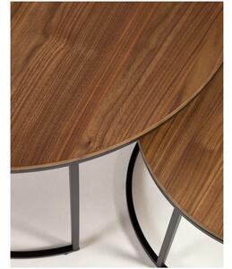 Smeđi okrugli stolići u setu od 2 s pločom u drvenom dekoru oraha ø 80 cm Yona - Kave Home