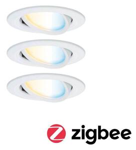 Paulmann Nova Coin pametni LED ugradbeni reflektor, bijela, CCT, set od 3, prigušiva, Bijela, Dnevni boravak/blagovaonica, Aluminij, Montaža na strop