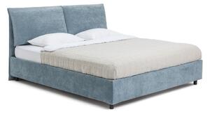 Plavi tapecirani bračni krevet s podnicom i prostorom za odlaganje 160x200 cm Myra Pillow – Bonami Selection
