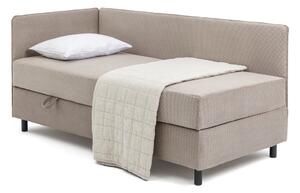 Smeđe-sivi tapecirani krevet s prostorom za odlaganje s madracem 90x200 cm Avela – Bonami Selection