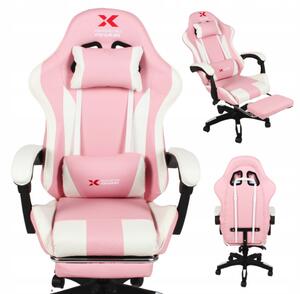 Xgaming gaming stolica s naslonom za noge - roza i bijela