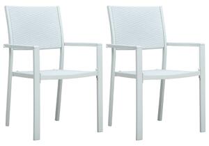 VidaXL Vrtne stolice 2 kom bijele plastične s izgledom ratana