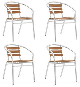 VidaXL Složive vrtne stolice od aluminija i WPC-a 4 kom srebrne