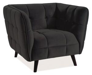 Crna relaksacijska fotelja CASTELLO 1 VELVET