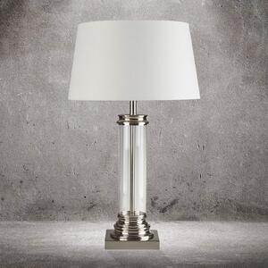 Stolna lampa na postolju, srebrna s krem sjenilom