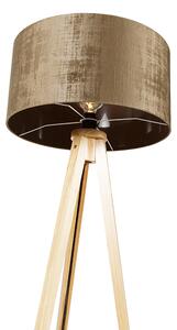Drvena podna lampa s nijansom tkanine smeđe 50 cm - stativ Classic