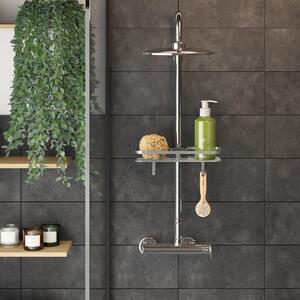 Željezna samoljepljiva kupaonska polica u srebrnoj boji Luxy – Metaltex
