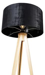 Drvena podna lampa sa sjenilom od tkanine crna 50 cm - stativ Classic