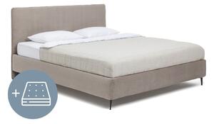 Tapecirani bračni krevet taupe boje s madracem/letvičastim okvirom 180x200 cm Noira Slim - Bonami Selection