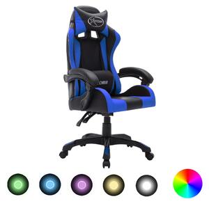VidaXL Igraća stolica s RGB LED svjetlima plavo-crna od umjetne kože