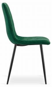 Zelena stolica od baršuna TURIN s crnim nogama