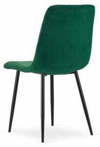 Zelena stolica od baršuna TURIN s crnim nogama