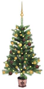 VidaXL Umjetno osvijetljeno božićno drvce s kuglicama 65 cm zeleno