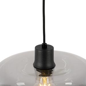 Art deco viseća lampa crna sa dimnim staklom - Bizle