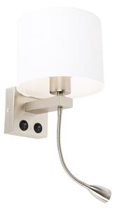 Zidna lampa čelik sa flex krakom i sjenilom bijela 18 cm - Brescia Combi
