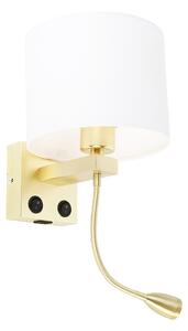 Zidna lampa zlatna s USB-om i sjenilom bijela 18 cm - Brescia Combi