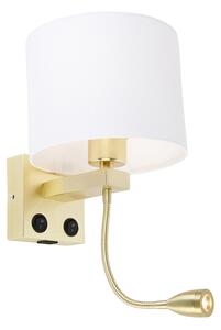Zidna lampa zlatna s USB-om i sjenilom bijela 18 cm - Brescia Combi