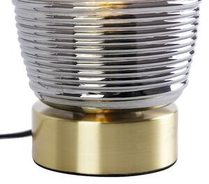 Art Deco stolna svjetiljka mesing s dimnim staklom - Michi