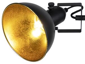 Industrijska podna svjetiljka crna sa zlatnim 3 svjetla - Tommy