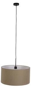 Country viseća svjetiljka crna s bež hladom 50 cm - Combi 1